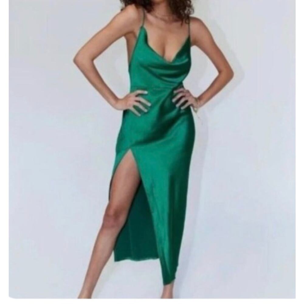 Lioness Emerald Green Satin Slip Dress Women’s Small
